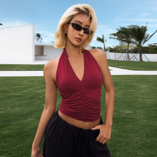 Halter Neck Open Back Sports Tank