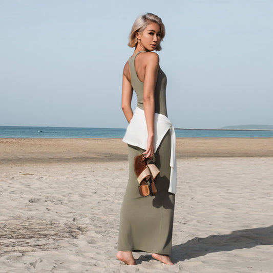 Padded Sleeveless Dress with Built-In Shorts