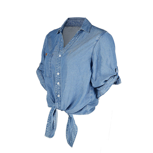 Washed Denim Short Sleeve Jacket