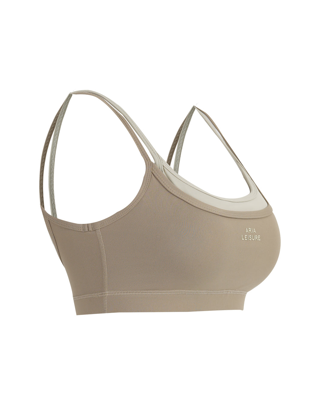 Aria Leisure Faux two-piece color-blocked yoga sports vest Beige