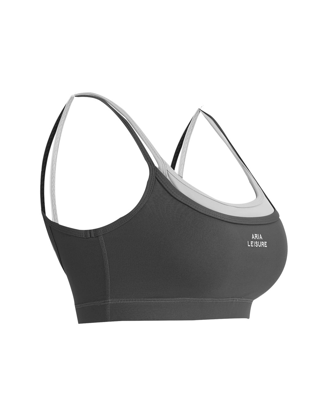 Aria Leisure Faux two-piece color-blocked yoga sports vest Gray