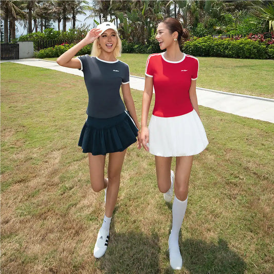 Aria Leisure Summer Crew Neck Slimming Sports Tee, Breathable Fitness Short Sleeve Top for Women
