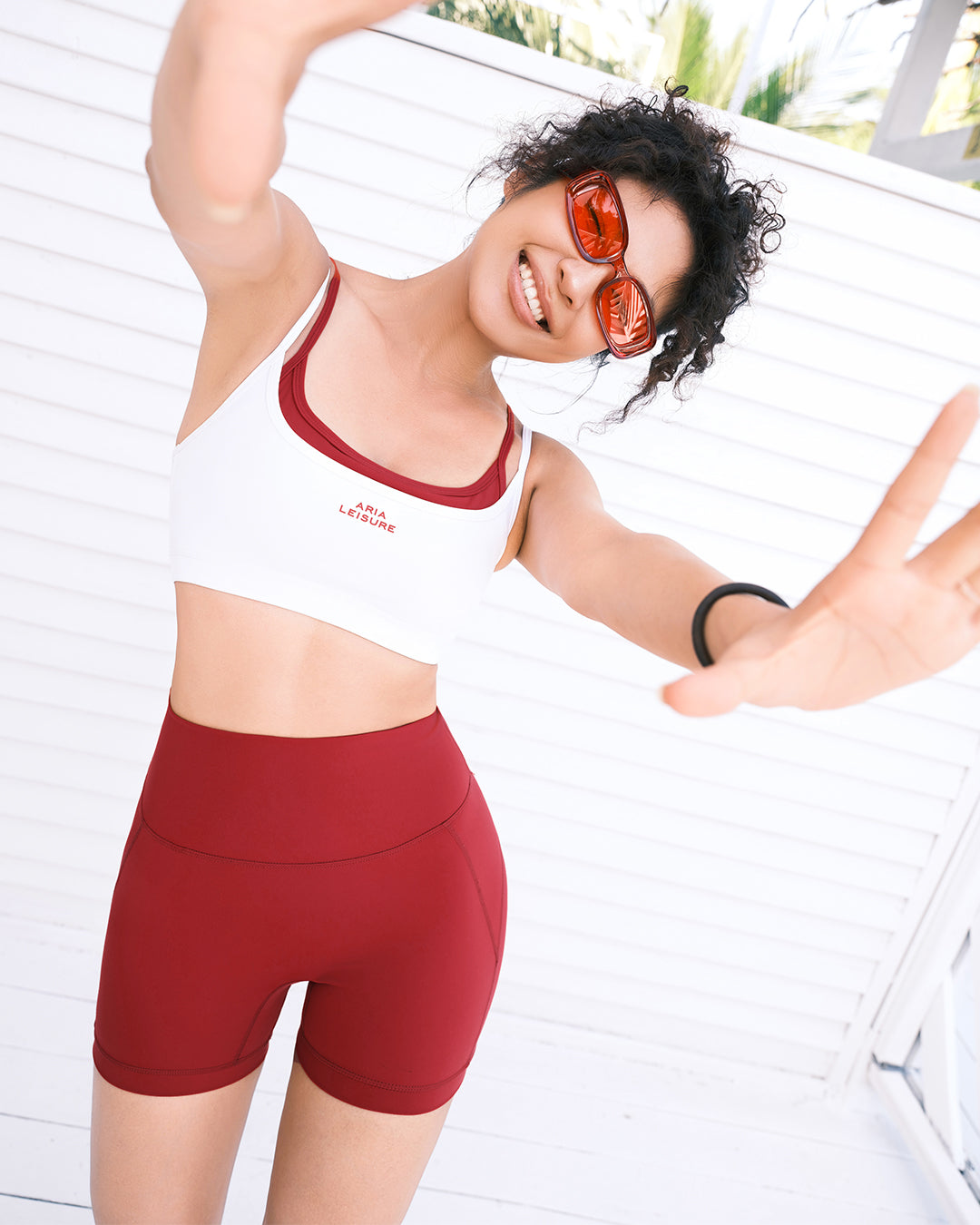 Aria Leisure Faux two-piece color-blocked yoga sports vest