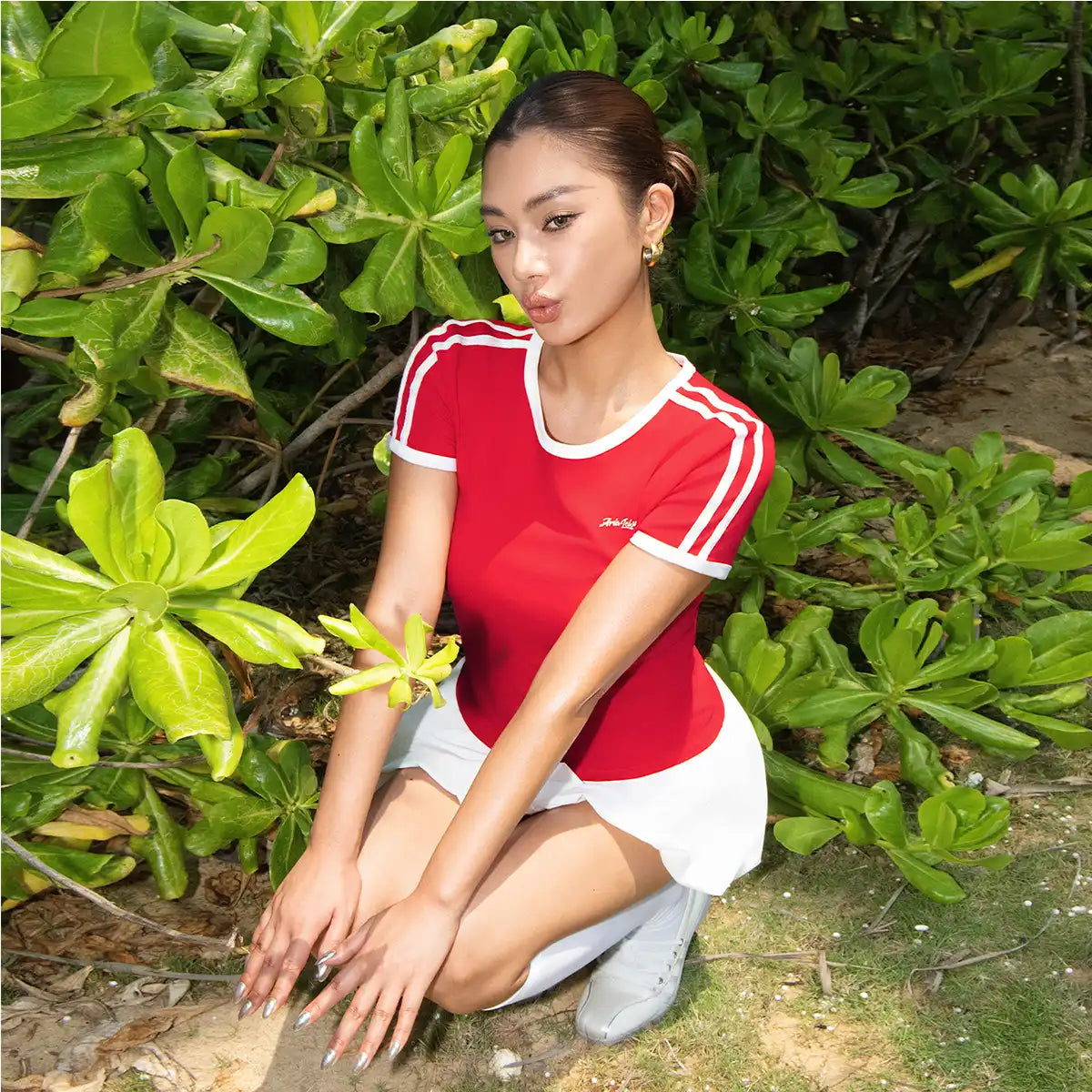 Aria Leisure Summer Crew Neck Slimming Sports Tee, Breathable Fitness Short Sleeve Top for Women