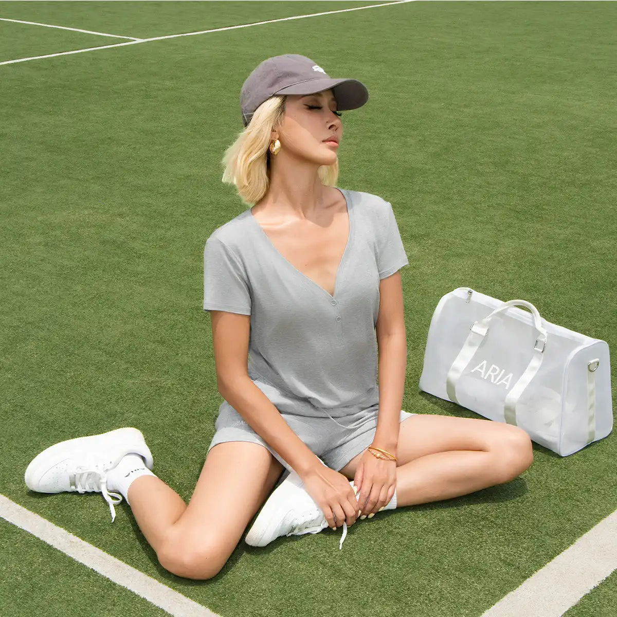 Aria Leisure Lyocell V-Neck Adjustable Waist Top