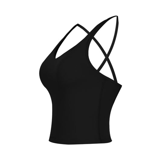 Aria Leisure Integrated Cup Racerback Tank Top Black