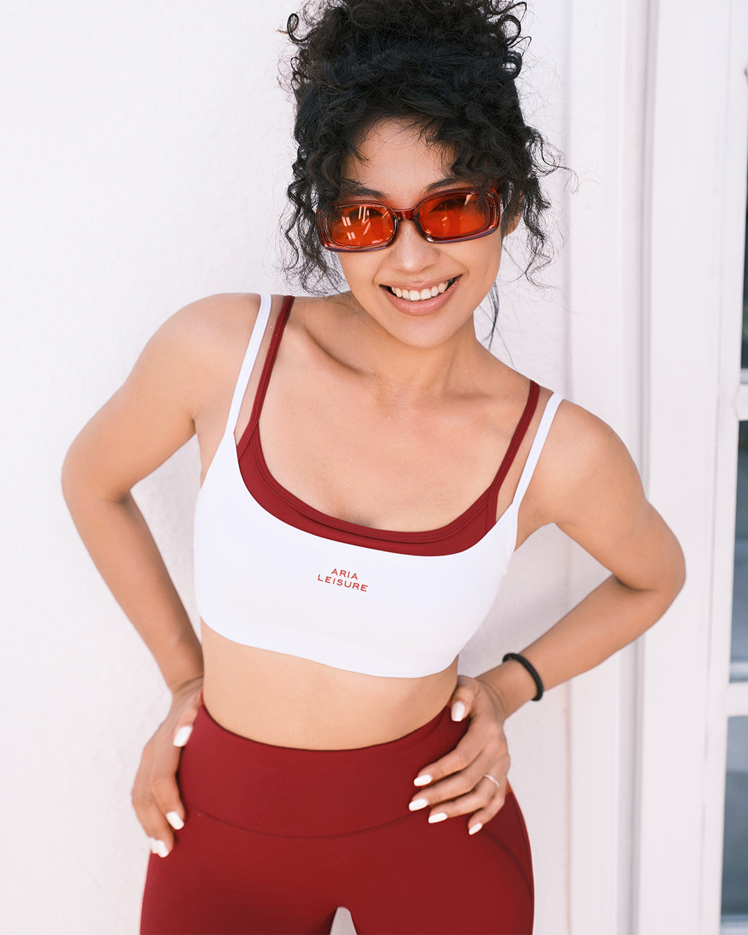 Aria Leisure Faux two-piece color-blocked yoga sports vest