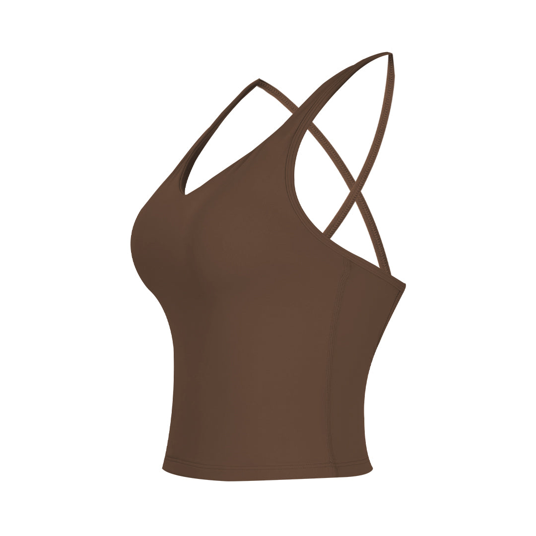 Aria Leisure Integrated Cup Racerback Tank Top Mocha