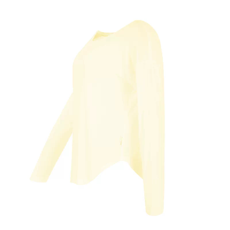 Aria Leisure Lightweight Long Sleeve Cover-Up – Soft Tencel Merino Wool Layering Top Pale Yellow