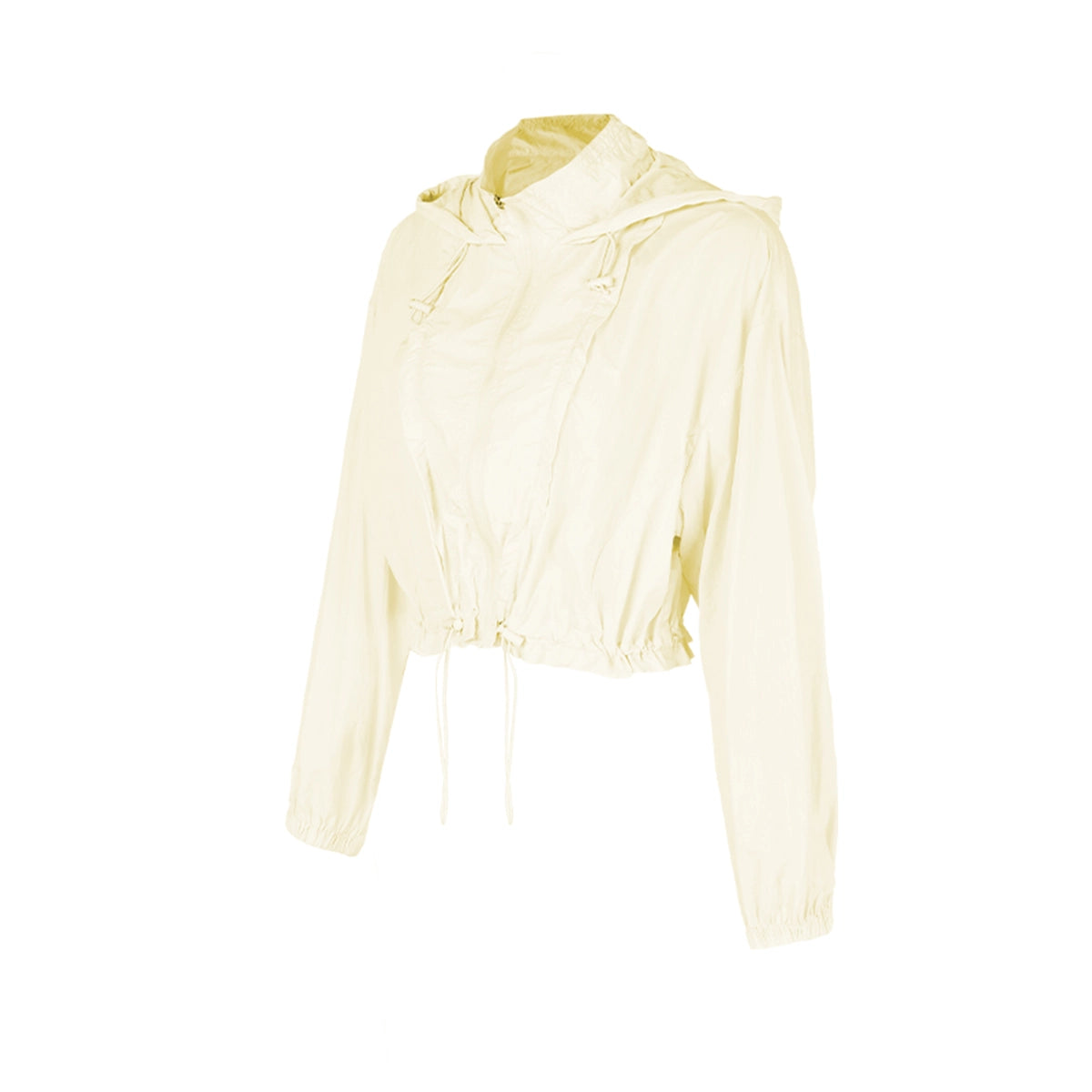 Aria Leisure Summer Women Loose Hooded Sun Protection Top, Thin Breathable Outdoor Athletic Sunscreen Jacket Pale Yellow