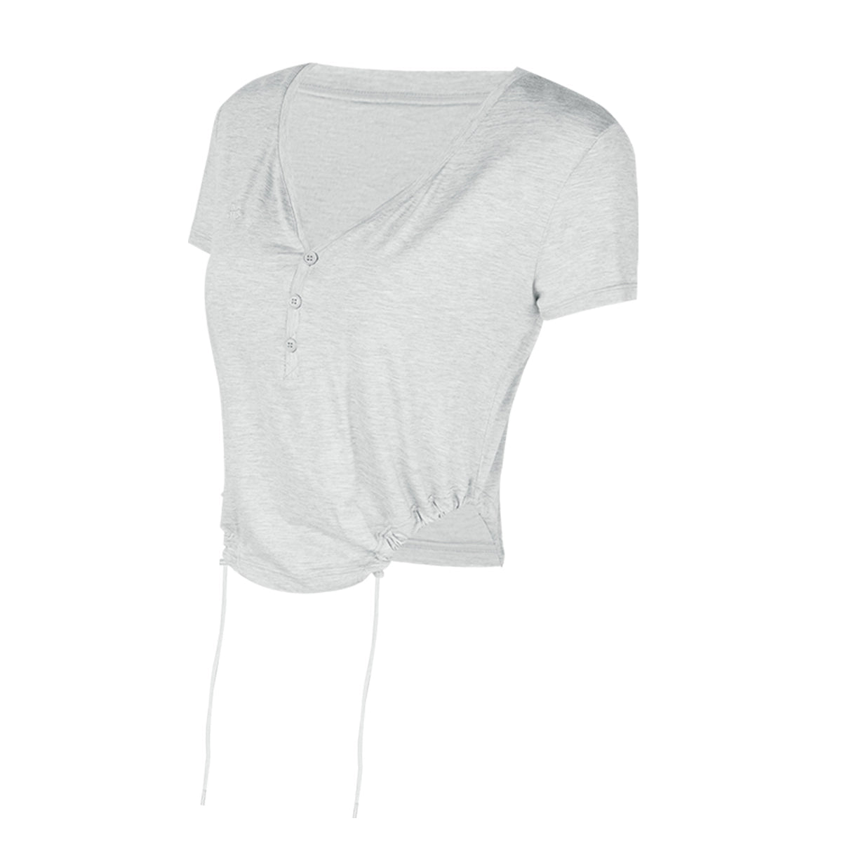 Aria Leisure Lyocell V-Neck Adjustable Waist Top Gray