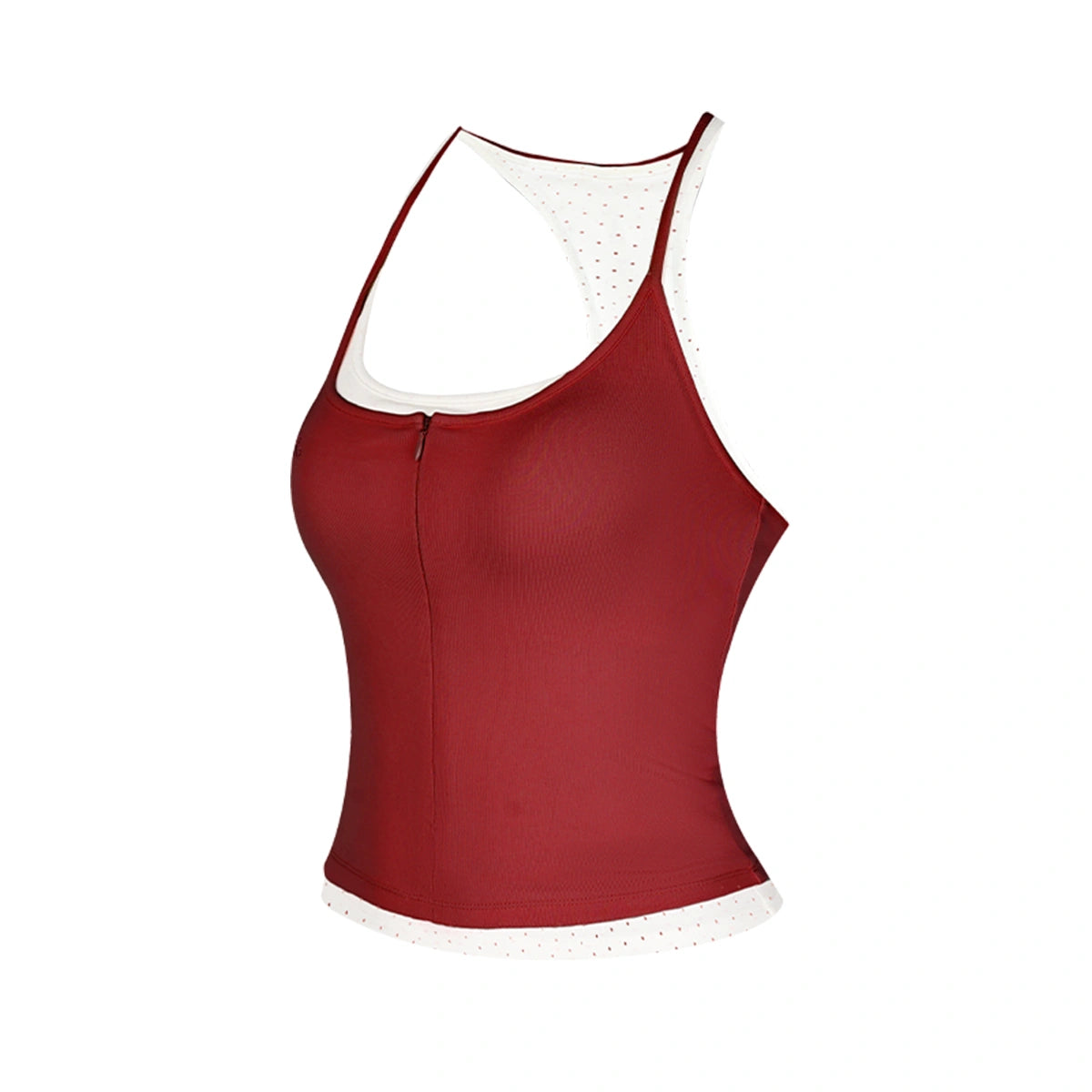 Aria Leisure Polka Dot Layered Two-Piece Sports Tank with Built-In Padding White
