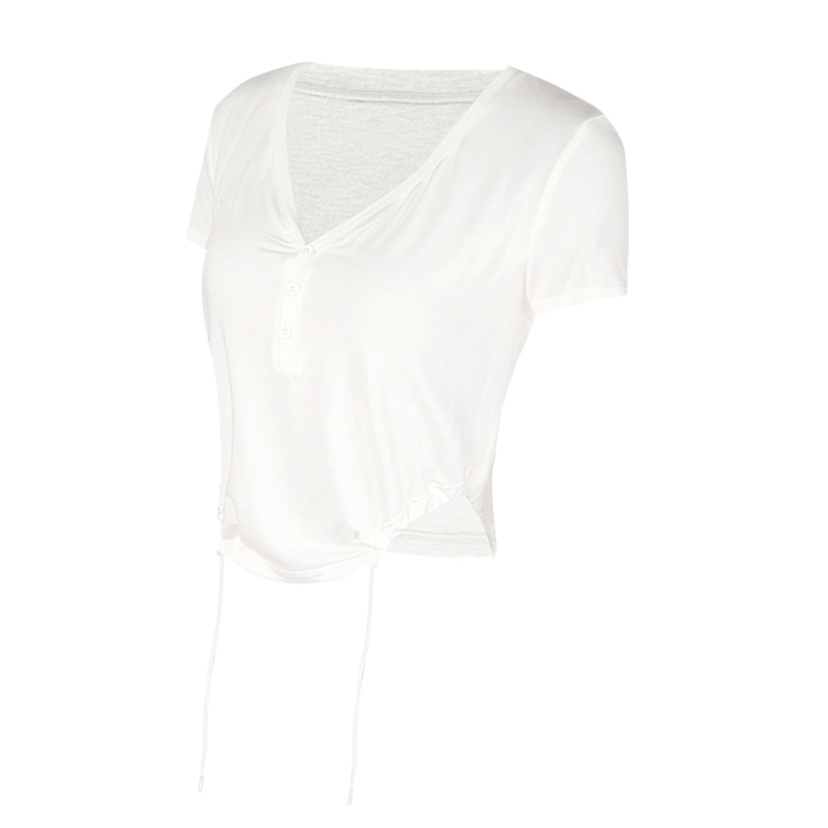 Aria Leisure Lyocell V-Neck Adjustable Waist Top White