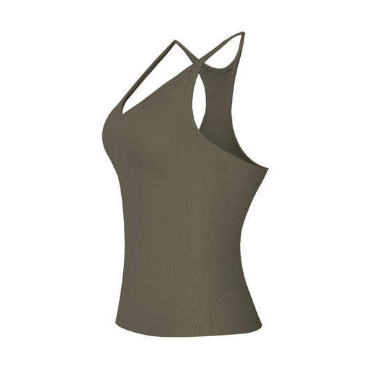 Backless Yoga Tank with Built-In Pads