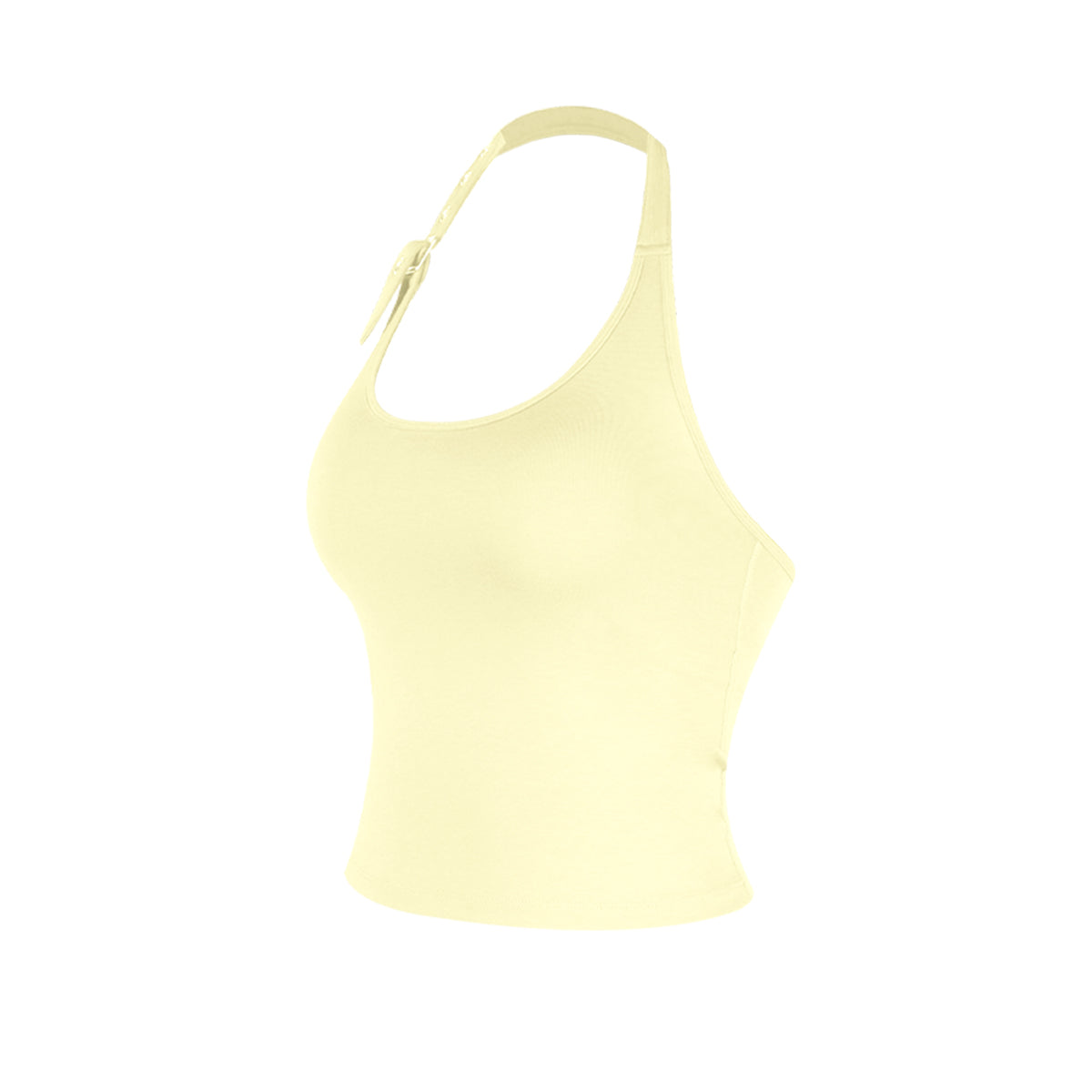 Aria Leisure Halter Neck Backless Sports Tank Cream Yellow