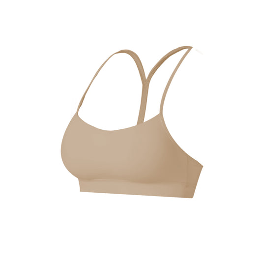 Aria Leisure Spaghetti Strap Backless Sports Bra Beige