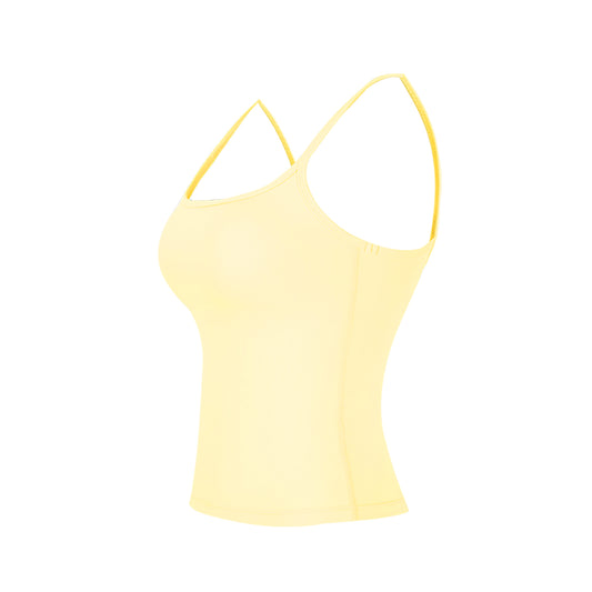 Aria Leisure Lightweight Spaghetti Strap Yoga Tank for Women | Slim Fit Activewear Top Yellow