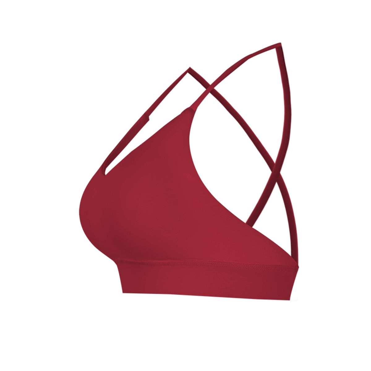 Aria Leisure Strappy Cross Back Padded Sports Bra, Wireless Support Yoga Workout Top for Daily Wear Ancola Red
