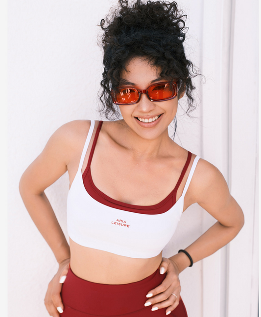 Faux two-piece color-blocked yoga sports vest